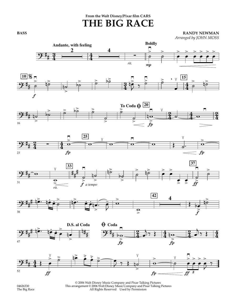The Big Race (from Cars) - String Bass Orchestra scores gallery preview page 1