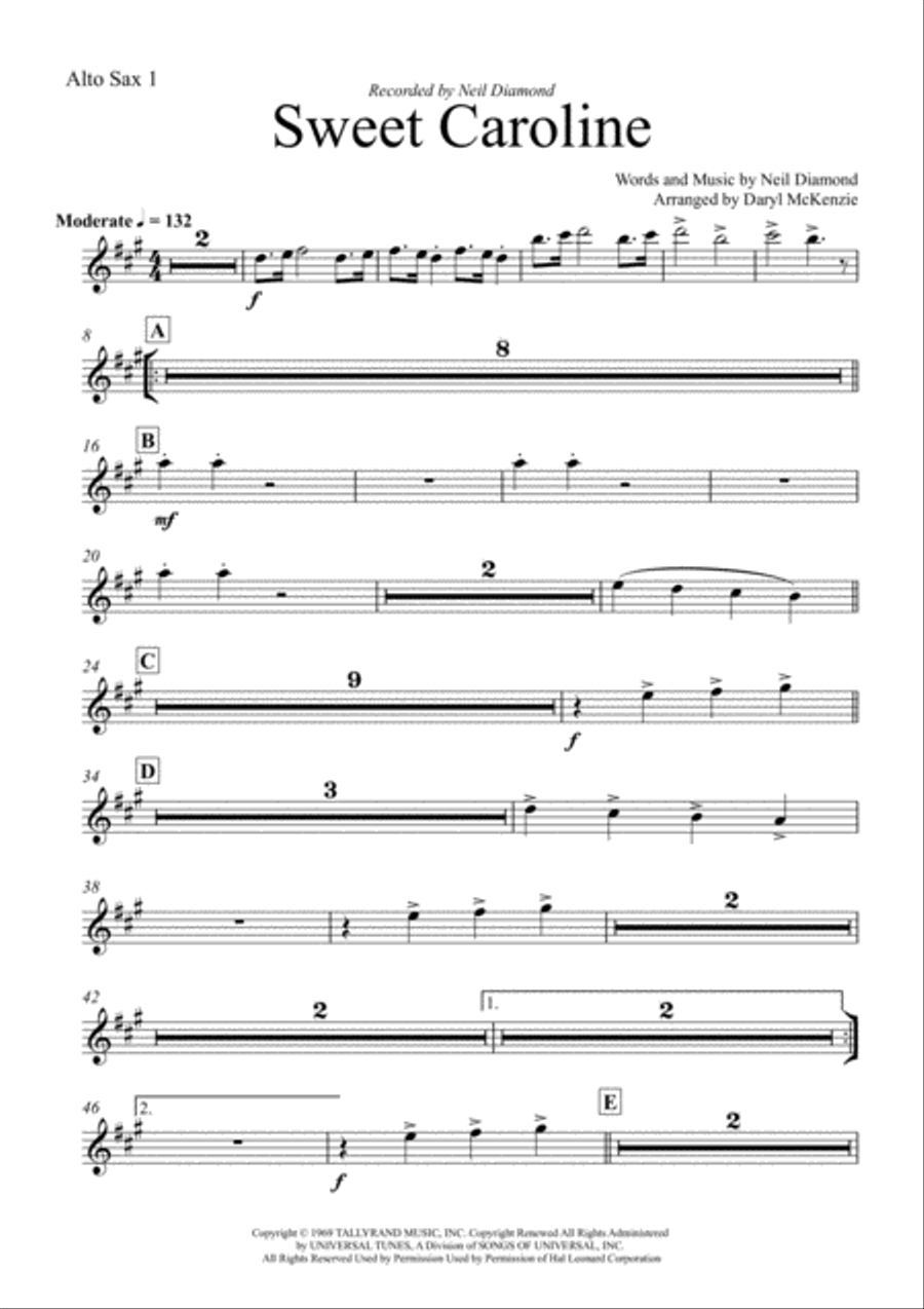 Sweet Caroline Sweet Caroline Jazz Ensemble scores gallery preview page 6