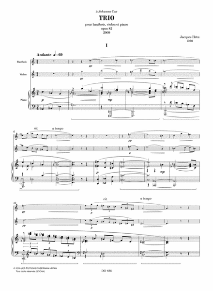 Trio pour hautbois, violon et piano opus 82