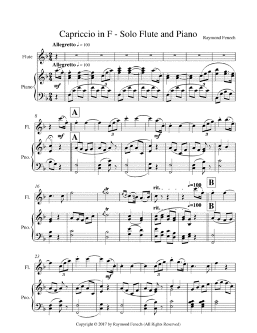 Capriccio in F - For Solo Flute and Piano Flute Solo scores gallery preview page 5