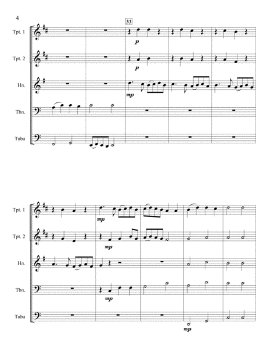Ding Dong Merrily On High Brass Quintet scores gallery preview page 4