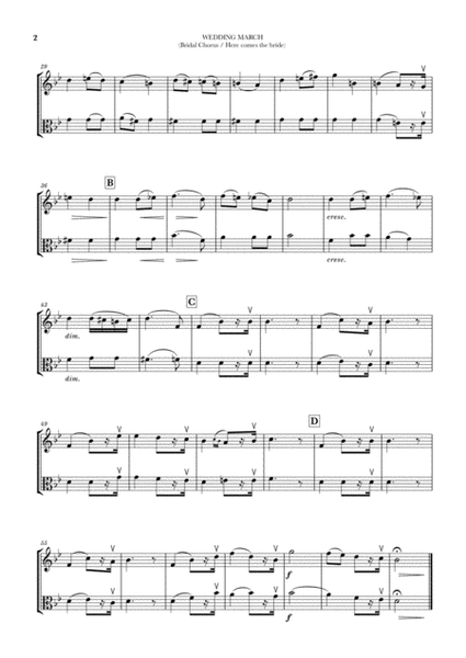 Wedding March (Bridal Chorus - Here comes the Bride) for String Duet (Violin and Viola) image number null