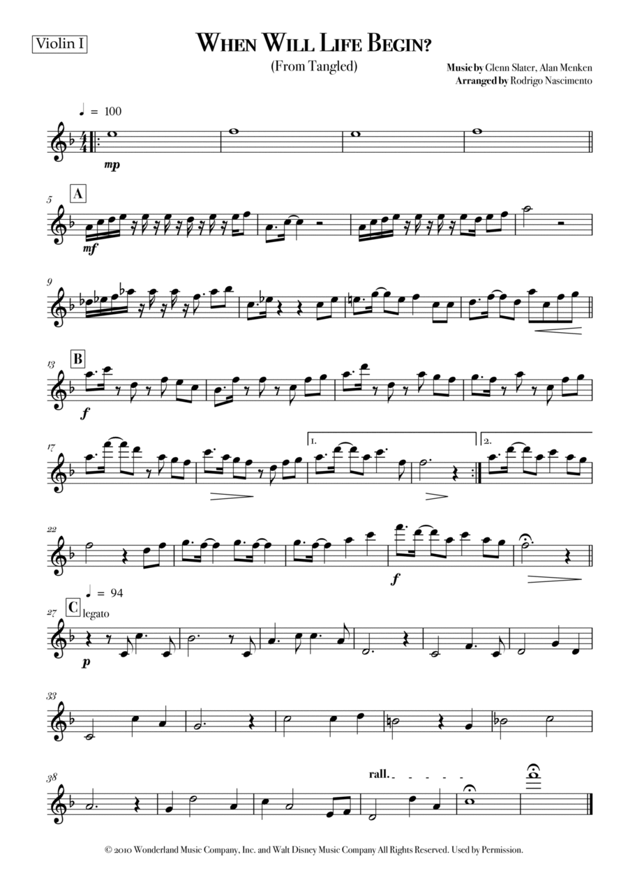 When Will My Life Begin? String Quartet scores gallery preview page 1
