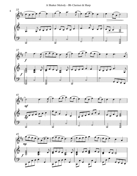 A Shaker Melody, Duet for Bb Clarinet & Harp by Serena O'Meara B-Flat Clarinet - Digital Sheet Music