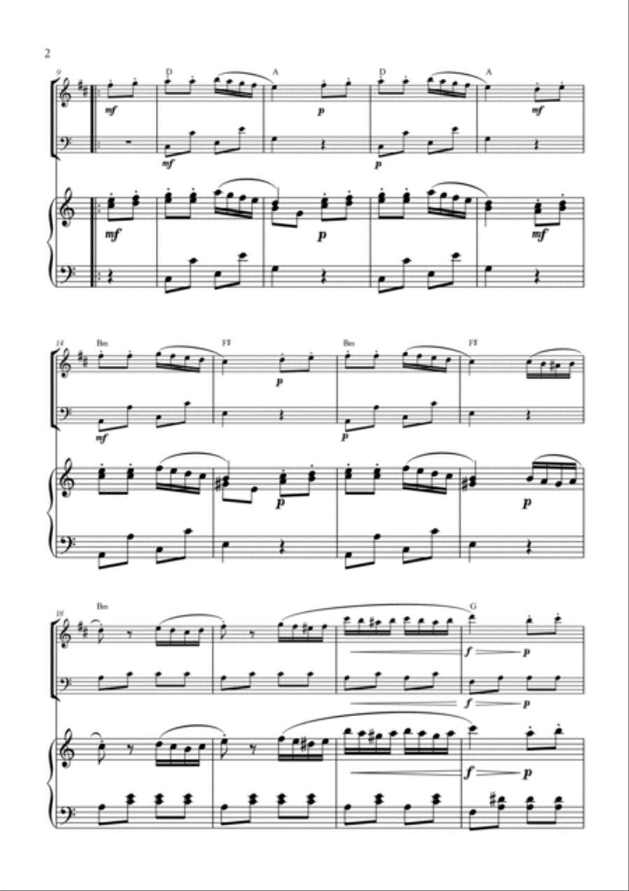 W. A. Mozart - Turkish March (Alla Turca) for Clarinet, Cello and Piano B-Flat Clarinet scores gallery preview page 2