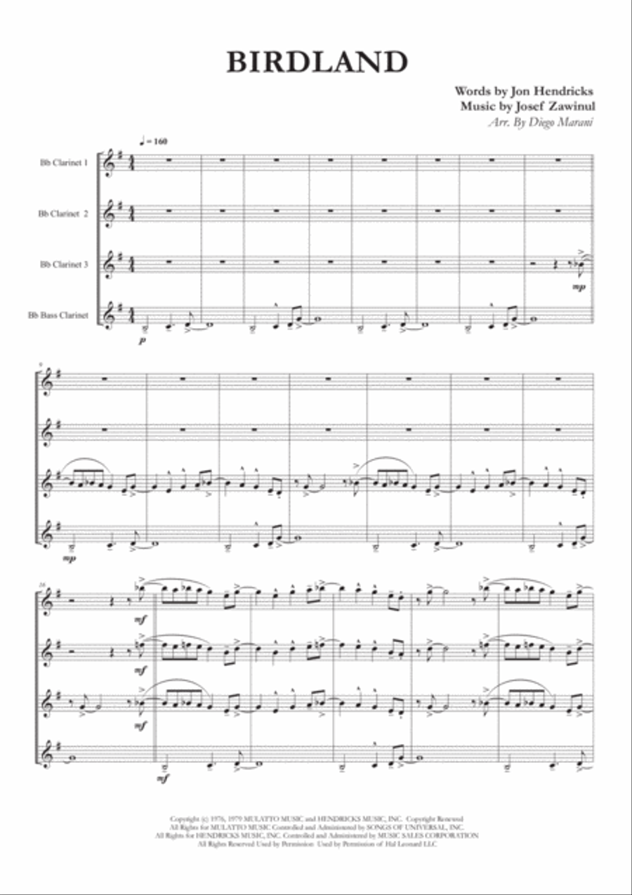 Birdland Woodwind Quartet scores gallery preview page 1