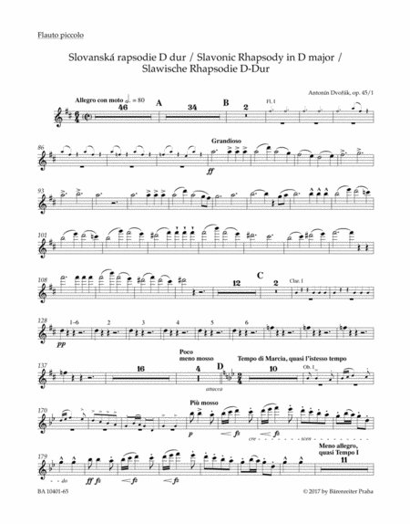 Slavonic Rhapsody in D major op. 45/1 for Orchestra (wind parts)