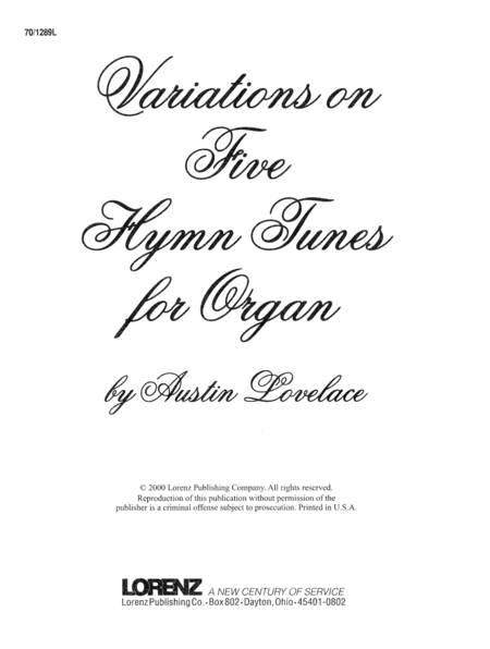 Variations on Five Hymn Tunes for Organ