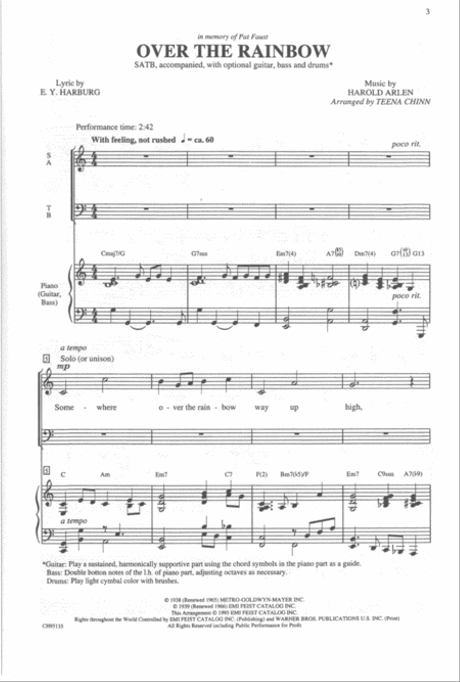 Over the Rainbow Over the Rainbow 4-Part scores gallery preview page 2
