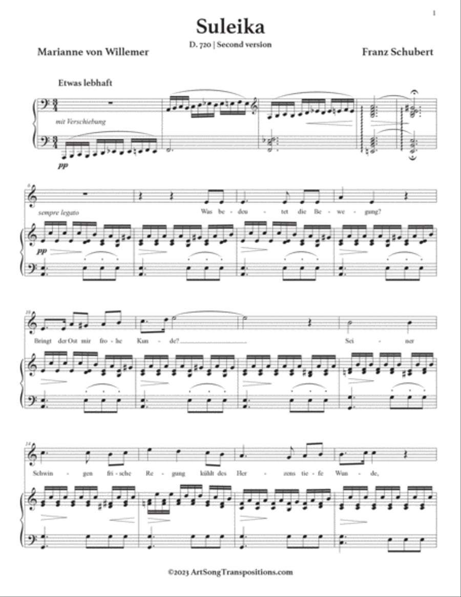 SCHUBERT: Suleika, D. 720 (second version, transposed to A minor) Voice scores gallery preview page 2