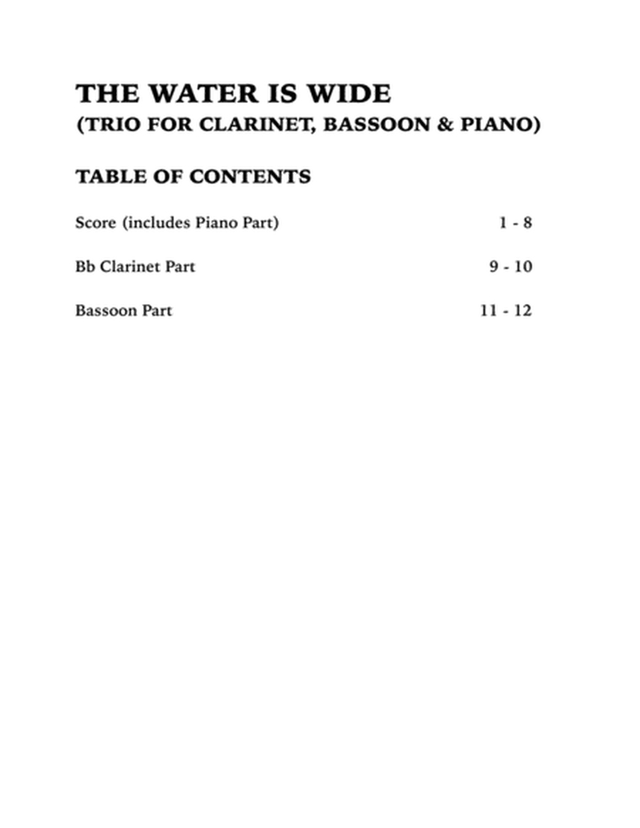 The Water is Wide (Trio for Clarinet, Bassoon and Piano) image number null