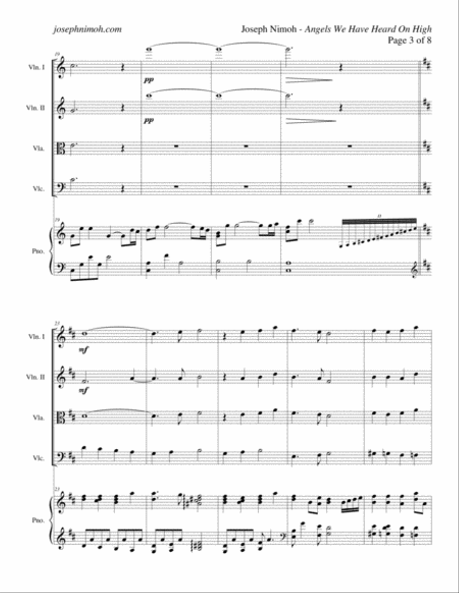 Angels We Have Heard On High - Score Piano Quintet scores gallery preview page 3