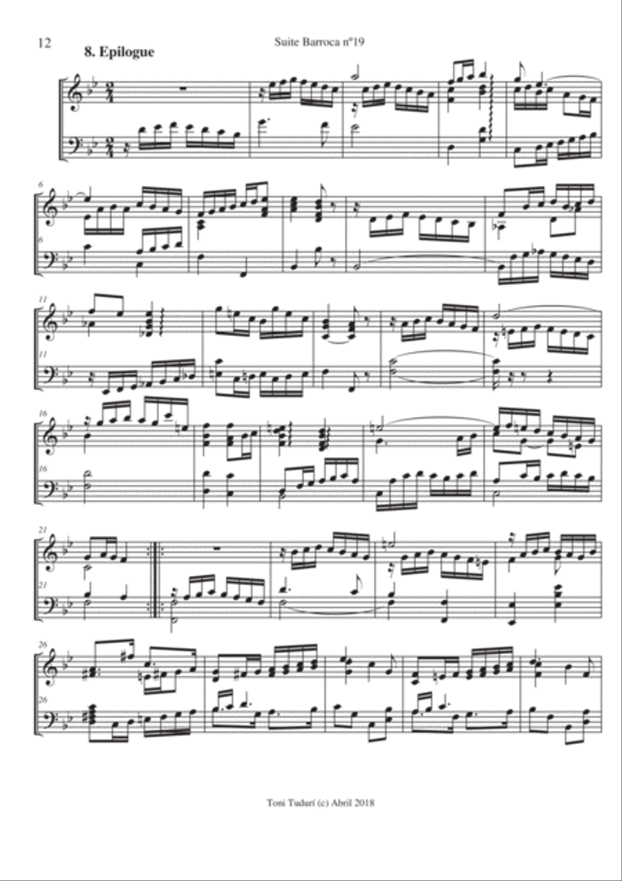 8-Choral Epilogue (Movement of suite 19 in Bb M) Toni Tudurí Piano Solo scores gallery preview page 1