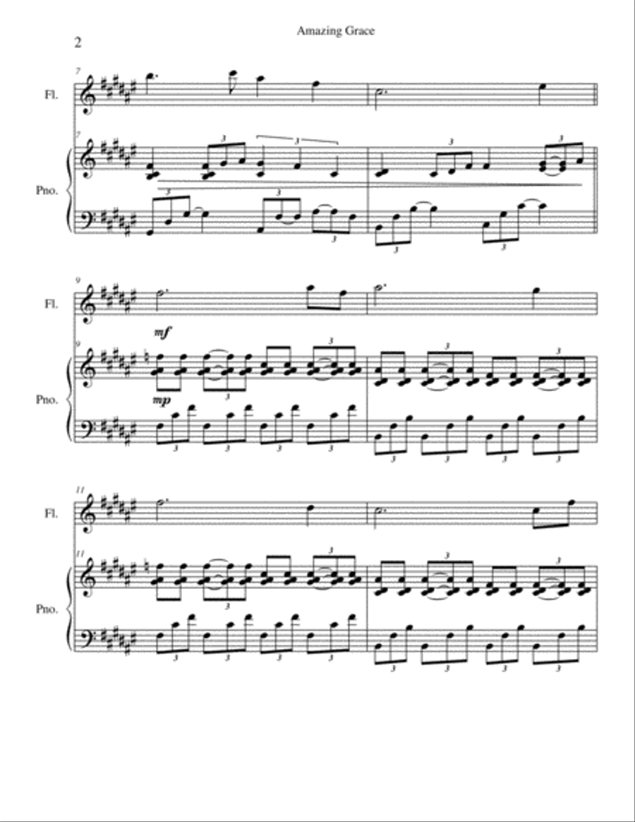 Amazing Grace Amazing Grace Flute Solo scores gallery preview page 2