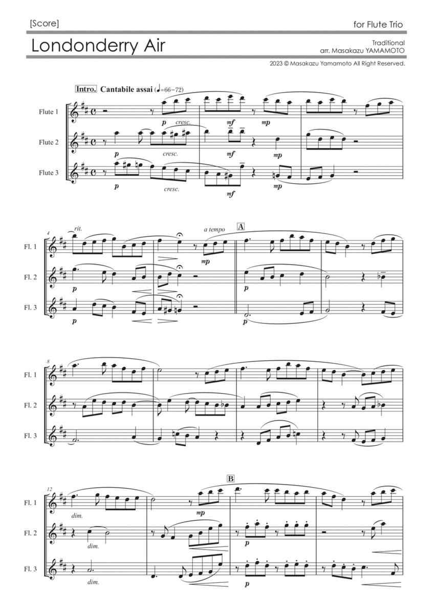 Londonderry Air (Danny Boy) [Flute Trio] - Score Only image number null