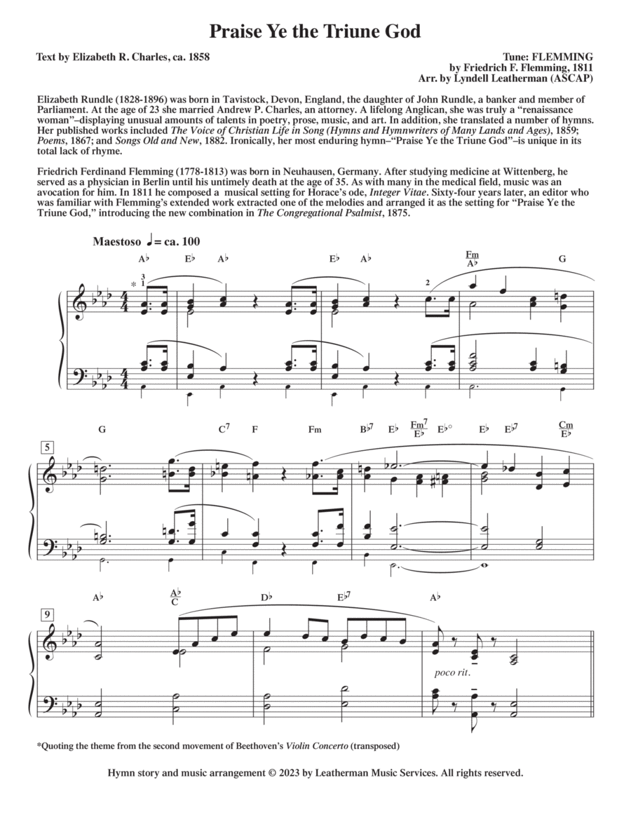 Praise Ye the Triune God Piano, Vocal, Guitar scores gallery preview page 1