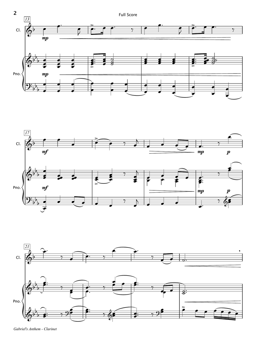 Gabriel's Anthem [Clarinet & Piano] B-Flat Clarinet scores gallery preview page 3