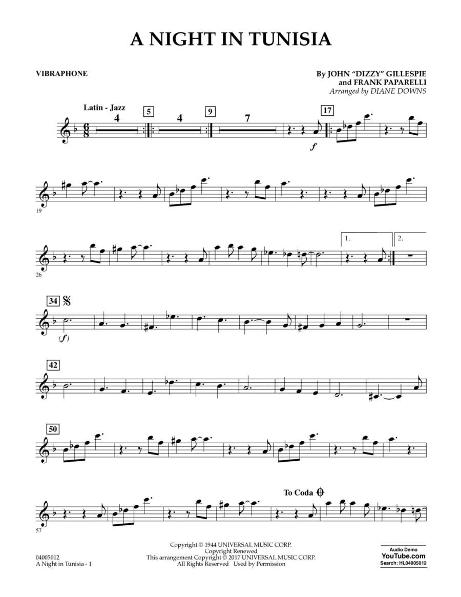 A Night in Tunisia - Vibes Concert Band scores gallery preview page 1