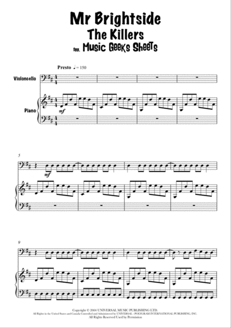 Mr. Brightside Piano scores gallery preview page 4