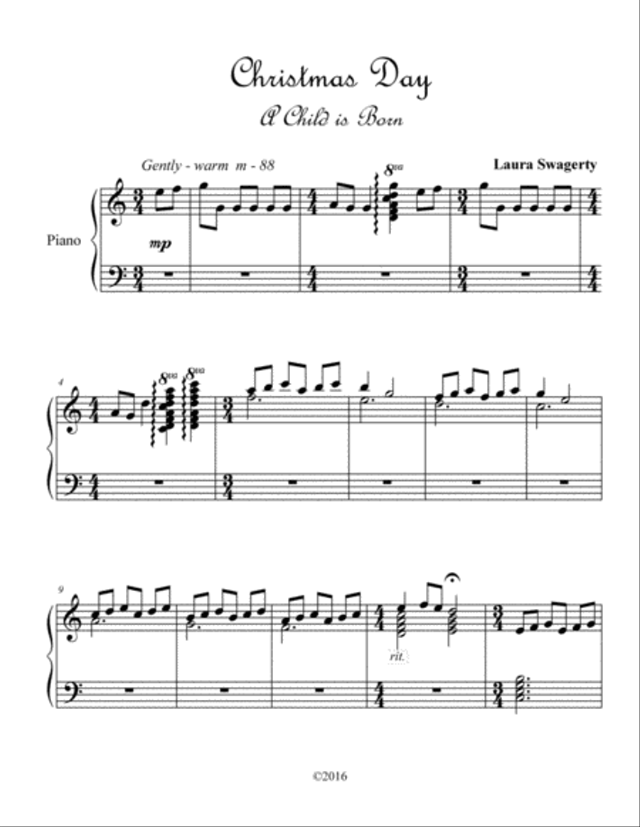 Christmas Day a Child is Born Piano Solo scores gallery preview page 1