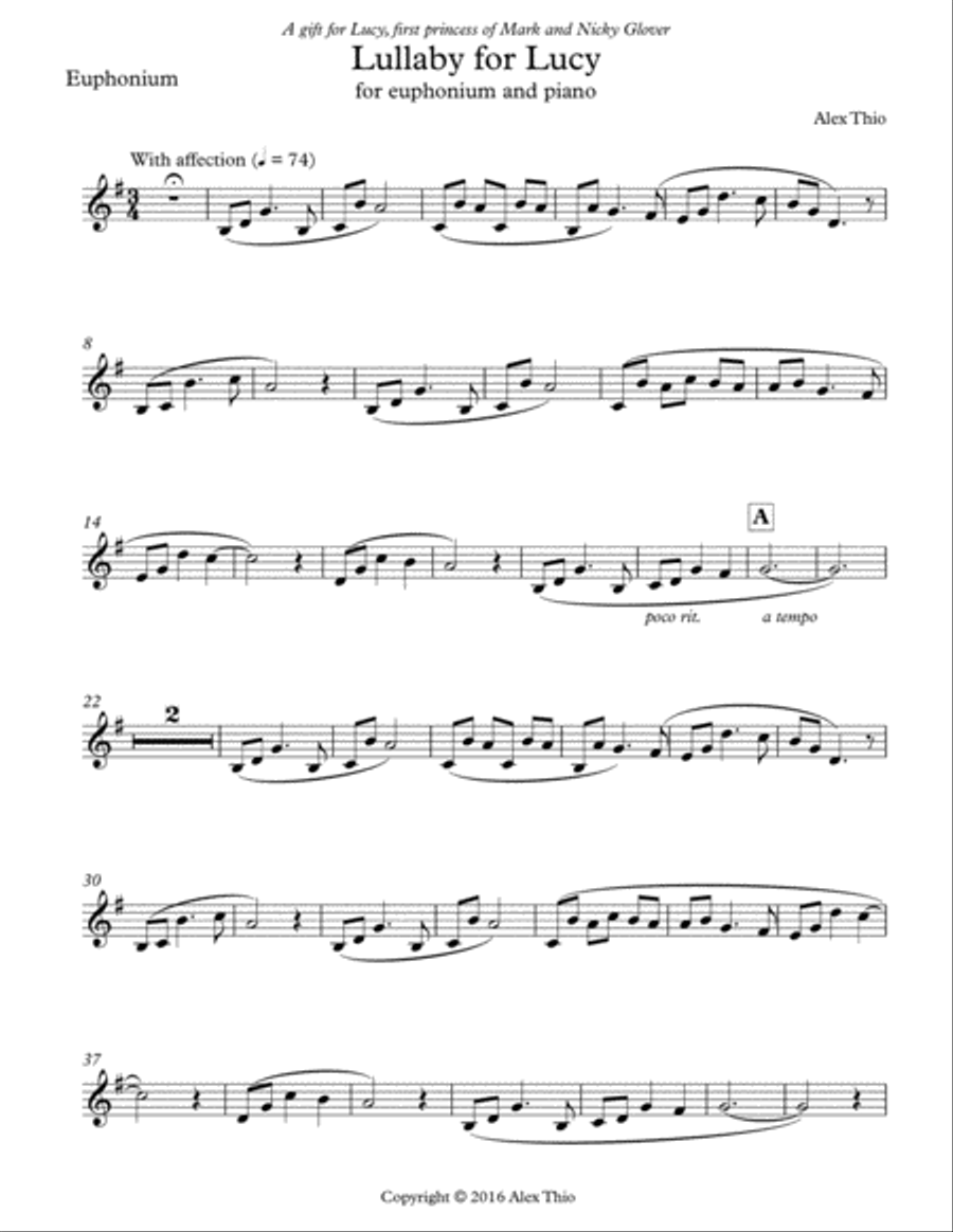Lullaby for Lucy: Euphonium and Piano Brass Duet scores gallery preview page 2