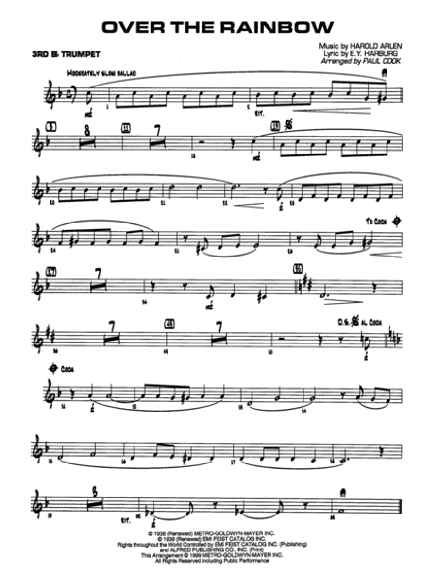Over the Rainbow: 3rd B-flat Trumpet Jazz Ensemble scores gallery preview page 1