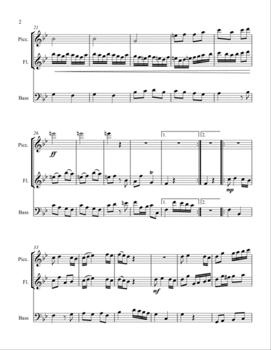 Vivace from Sonata no. 2 in Bb Major Small Ensemble scores gallery preview page 2