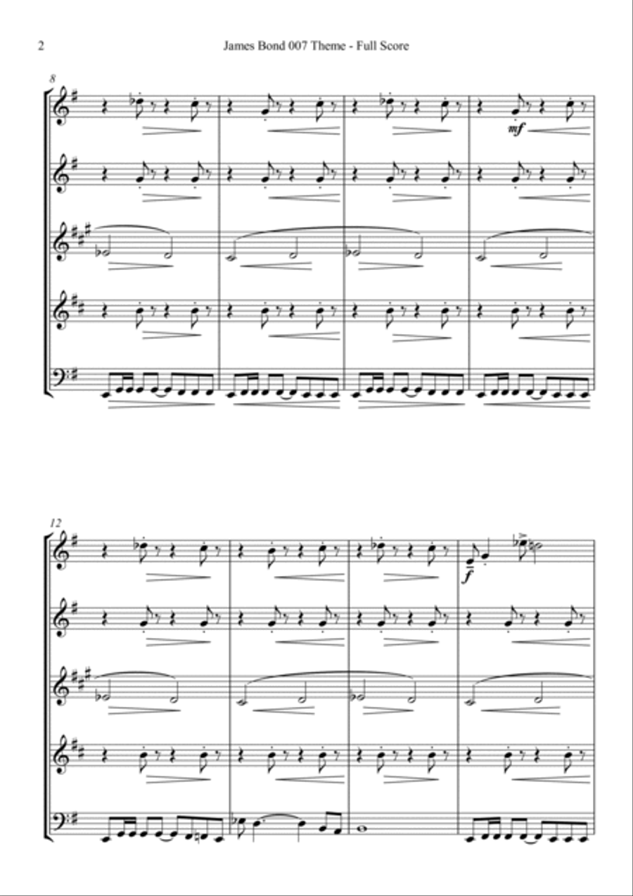 James Bond Theme James Bond Theme Woodwind Quintet scores gallery preview page 4