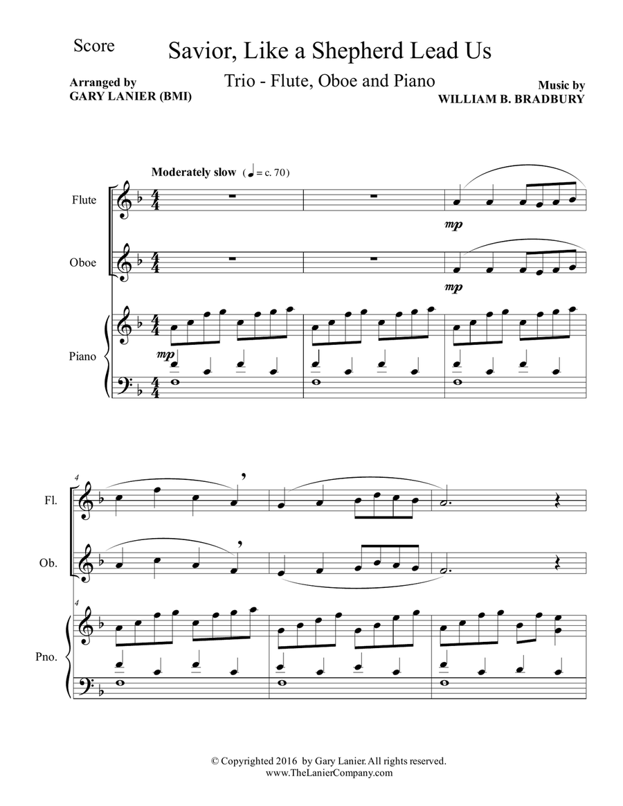 SAVIOR, LIKE A SHEPHERD LEAD US (Trio – Flute, Oboe & Piano with Parts) Woodwind Duet scores gallery preview page 2