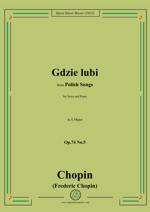Book cover for Chopin-Gdzie lubi(Was ein junges Mädchen liebt),in A Major,Op.74 No.5