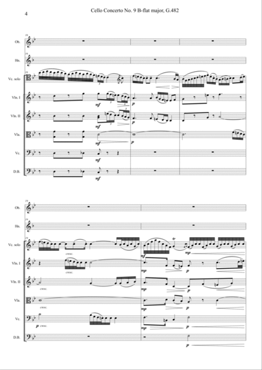 Cello Concerto No. 9 B flat major, G.482 1st Movement Orchestra scores gallery preview page 4