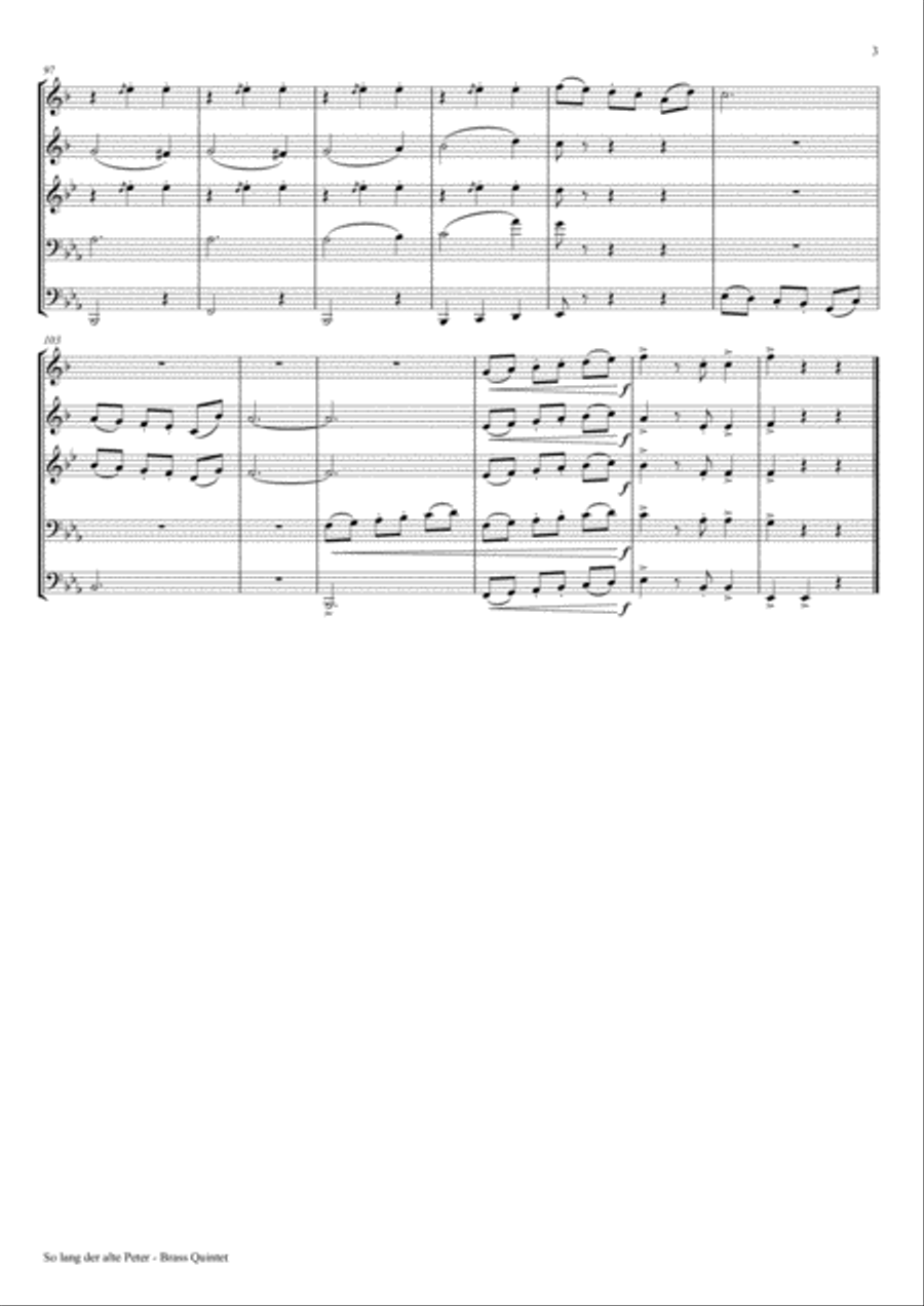 Solang der alte Peter – Oktoberfest – Munich City anthem - Brass Quintet Brass Quintet scores gallery preview page 3