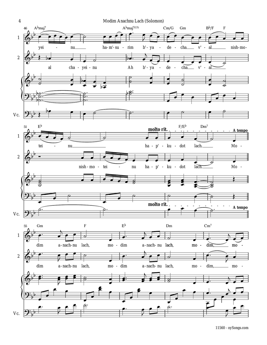 Modim Anachnu Lach 2-Part scores gallery preview page 4