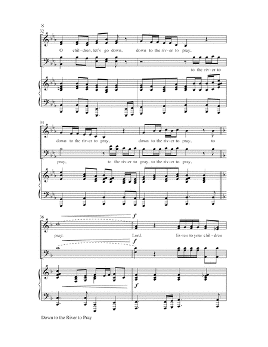 Down to the River to Pray with Lord, Listen to Your 4-Part scores gallery preview page 8