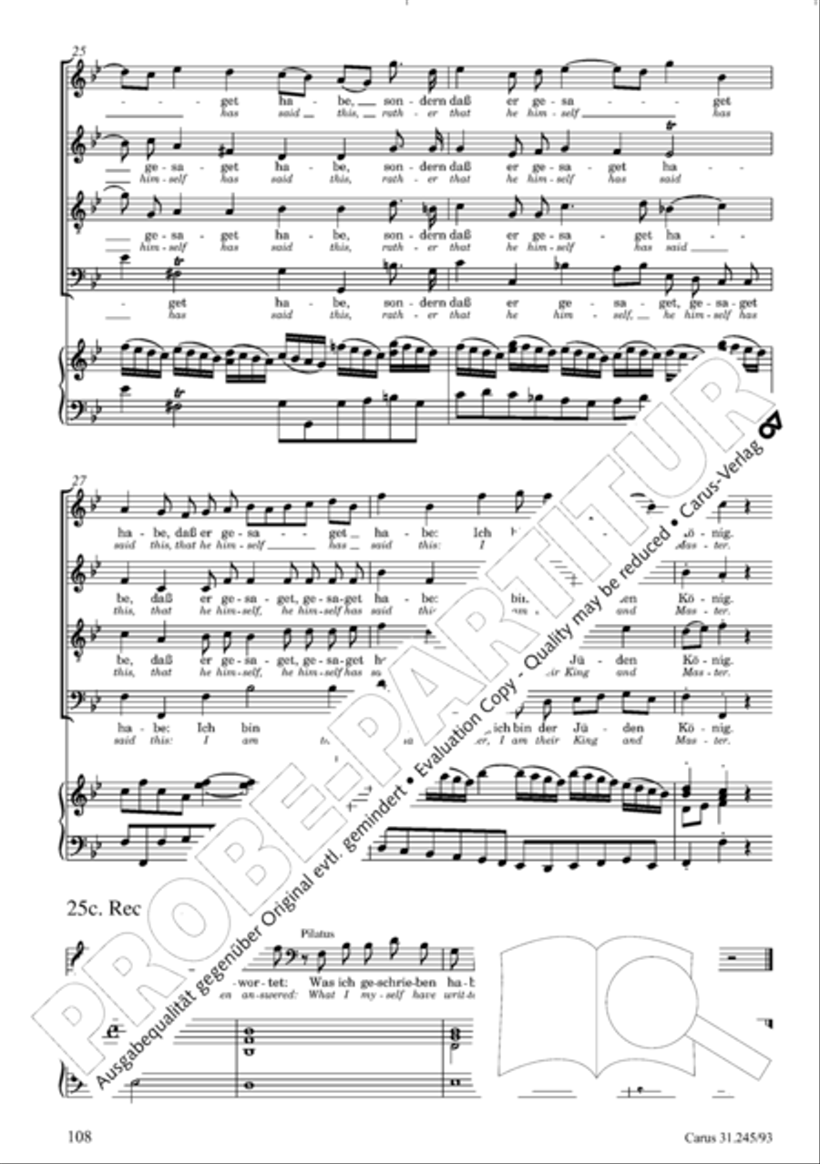 St. John Passion (Johannes-Passion) 4-Part scores gallery preview page 109