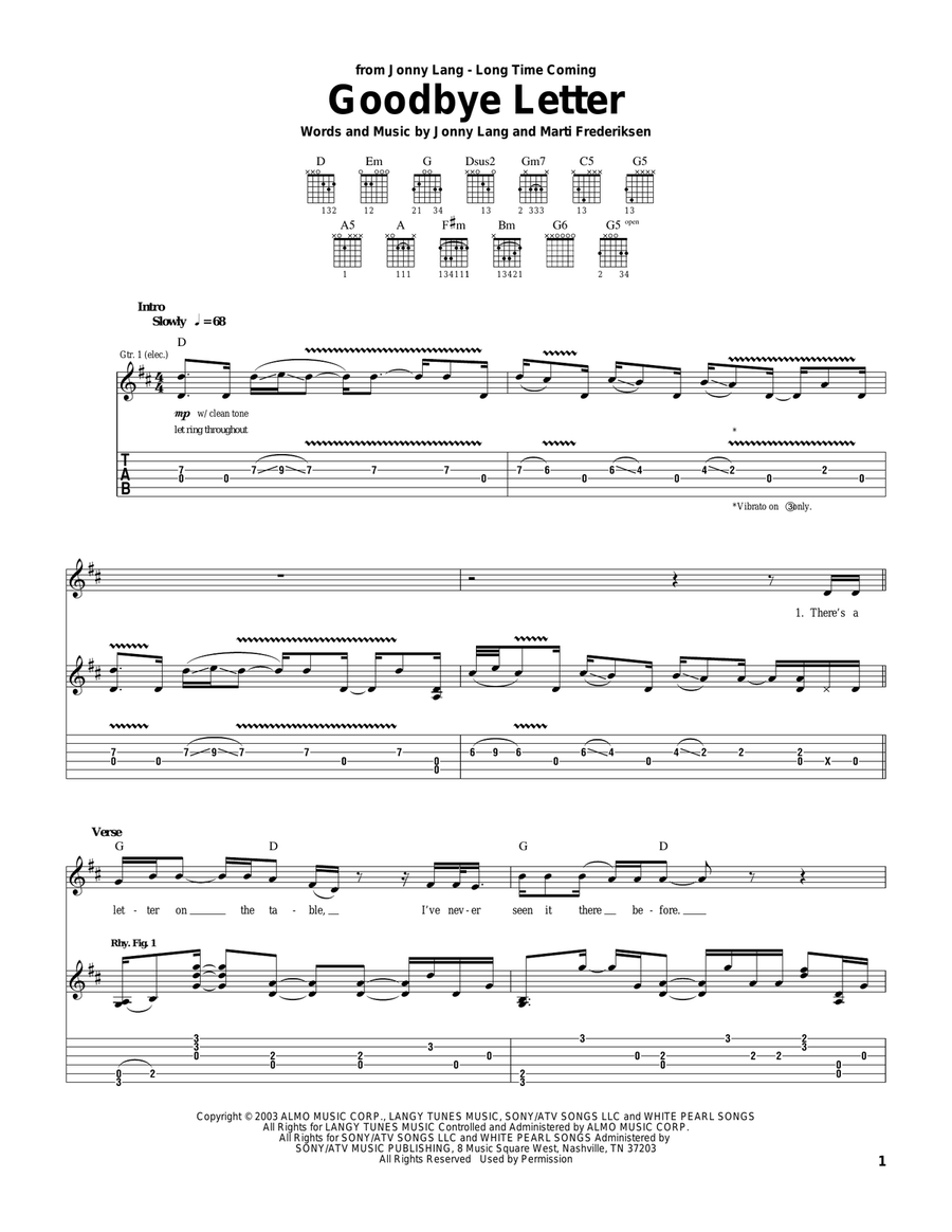 Goodbye Letter Electric Guitar scores gallery preview page 1