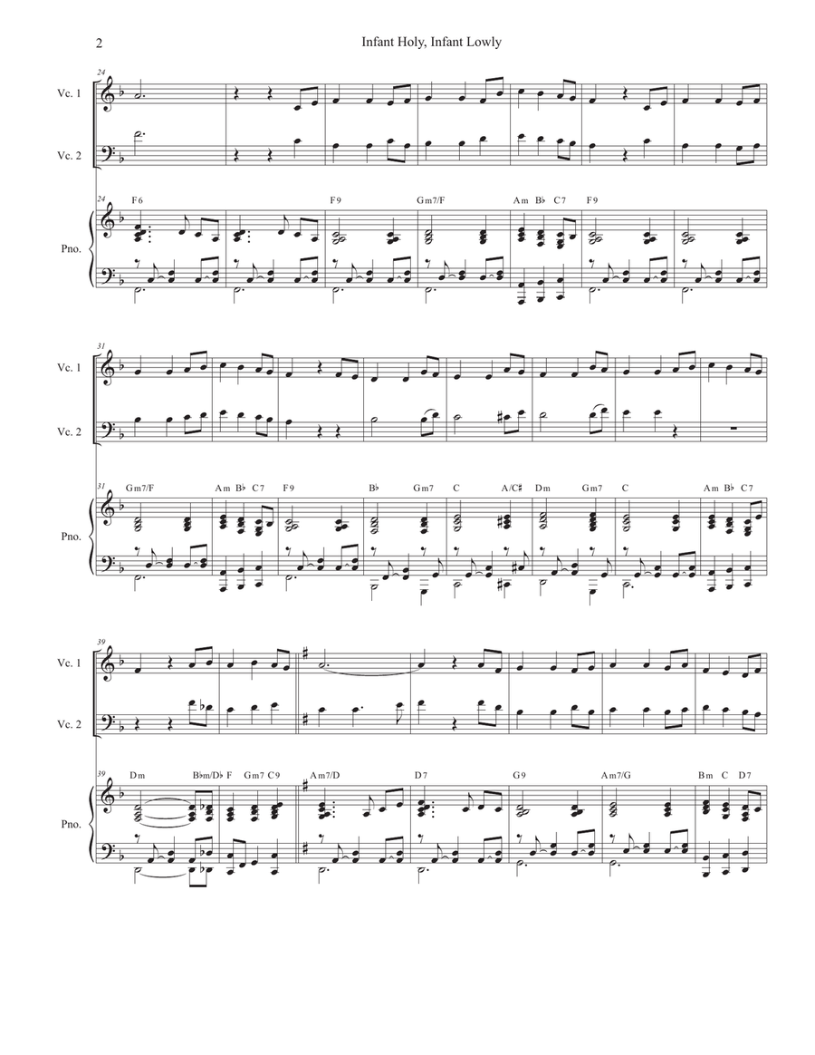 Infant Holy, Infant Lowly (Cello Duet) String Duet scores gallery preview page 2