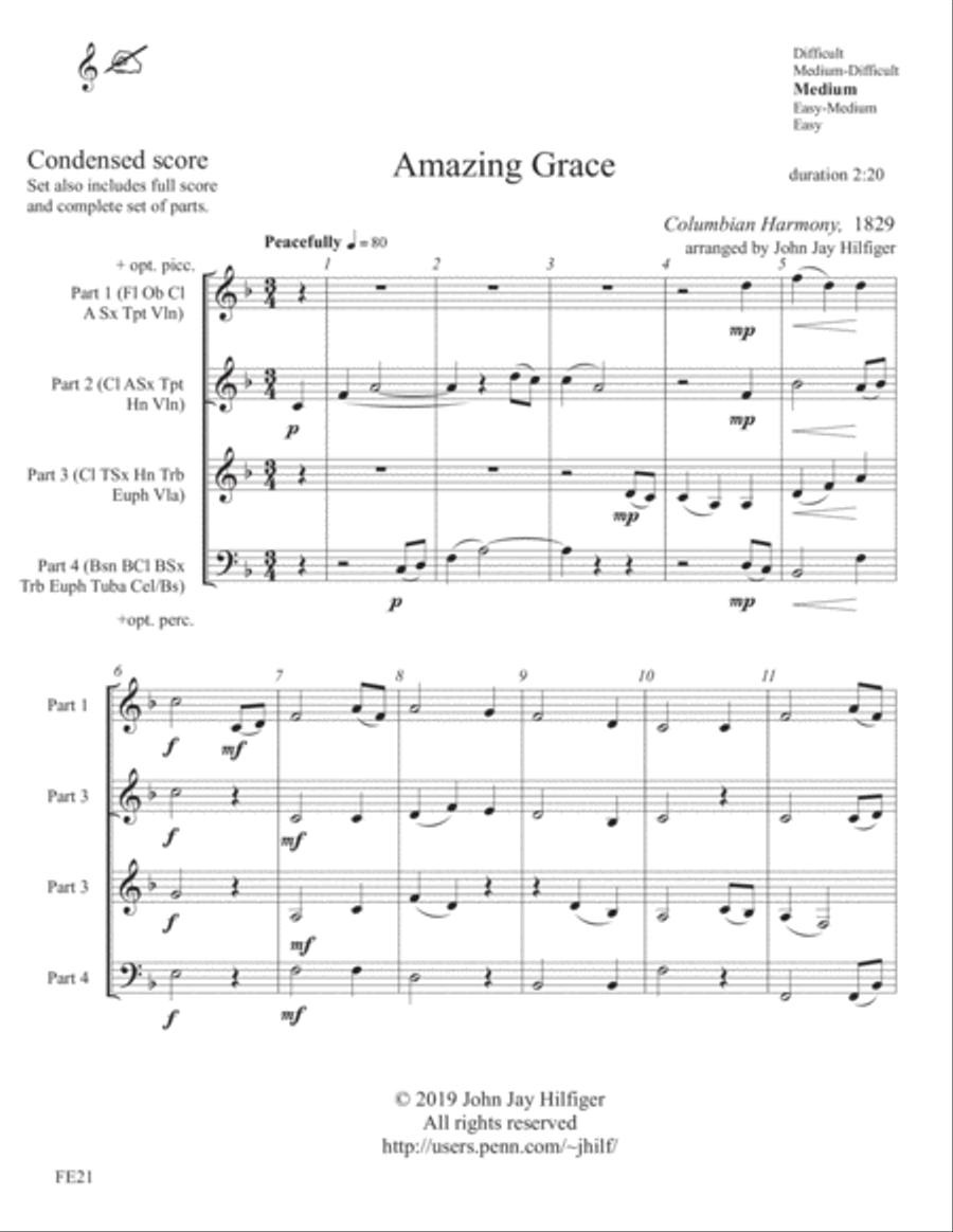 Amazing Grace for Flexible Ensemble Concert Band scores gallery preview page 4