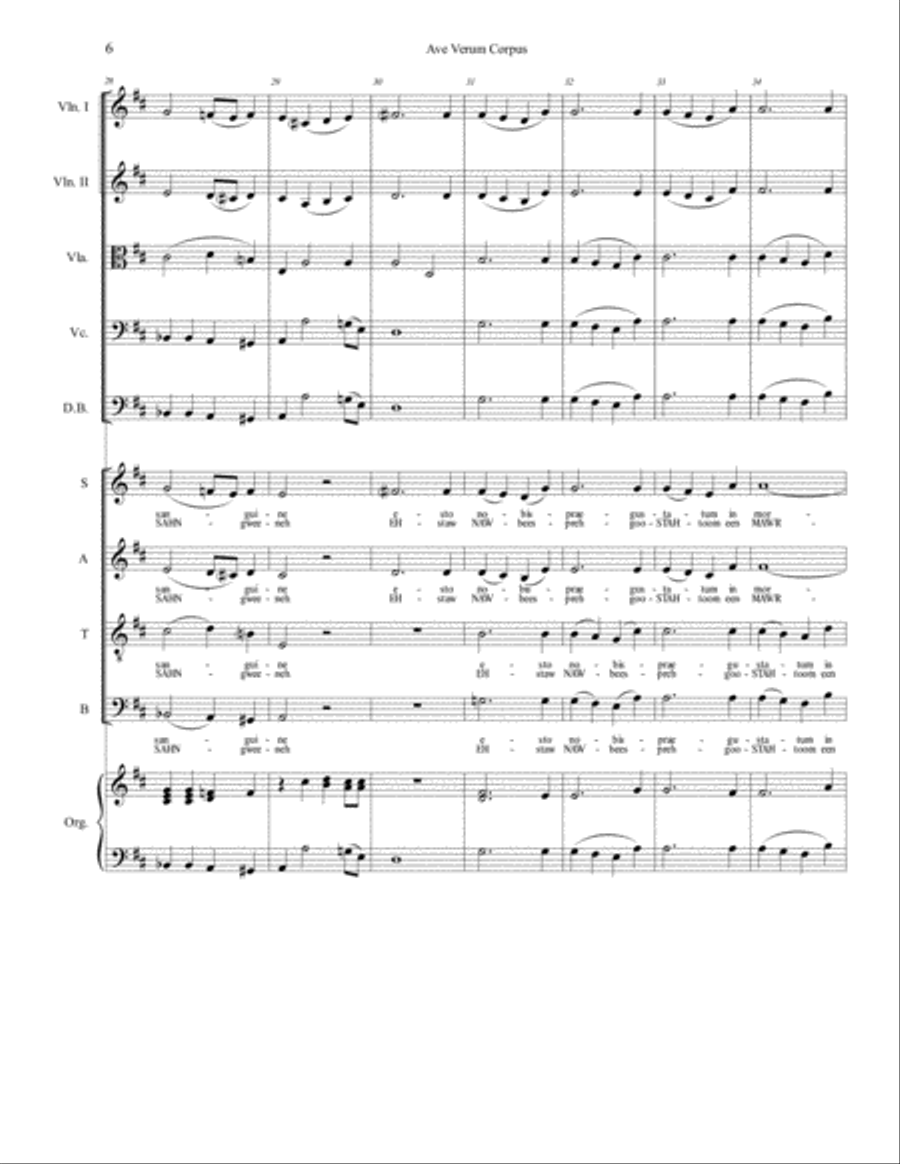 Ave Verum Corpus for String Orchestra, Choir and Organ 4-Part scores gallery preview page 6