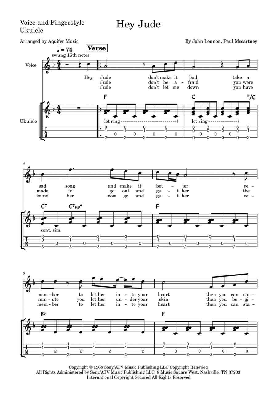 Hey Jude Hey Jude Ukulele scores gallery preview page 1