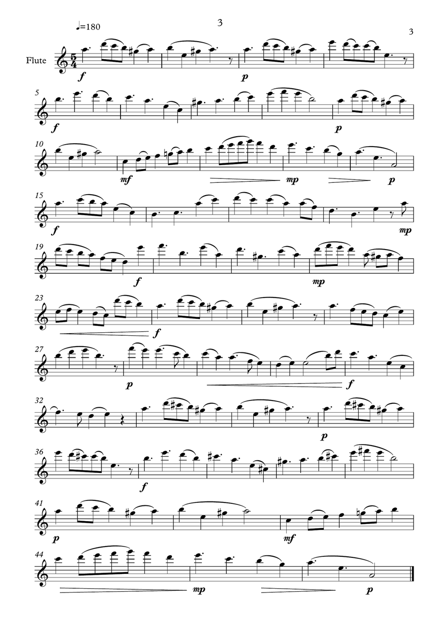 Five Unaccompanied Flute Solos - Intermediate Flute Solo scores gallery preview page 3