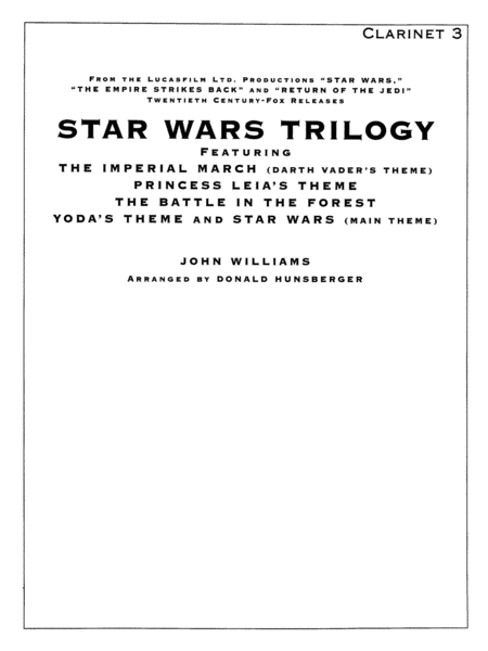 Star Wars® Trilogy: 3rd B-flat Clarinet