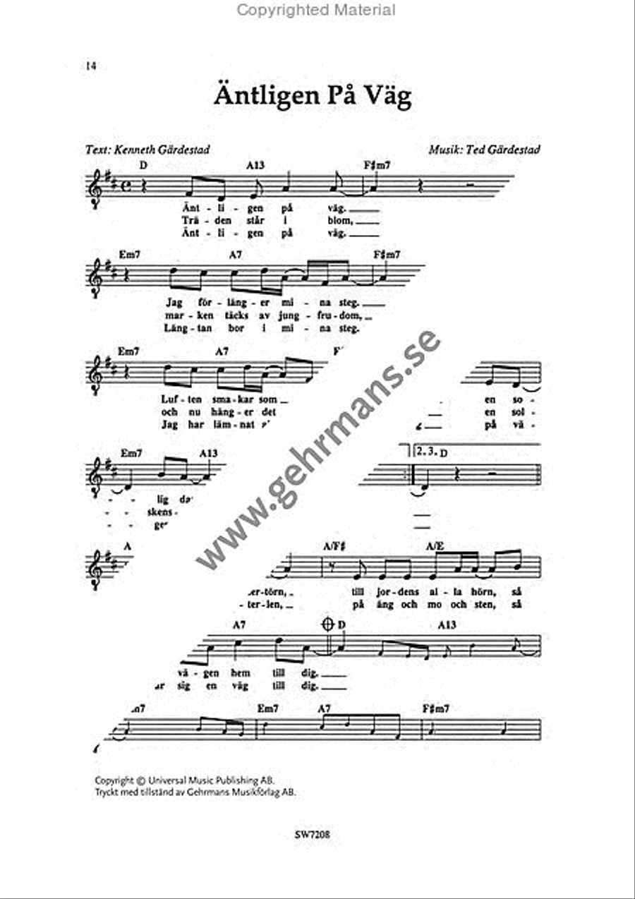 Antligen pa vag Antligen pa vag Piano, Vocal, Guitar scores gallery preview page 6
