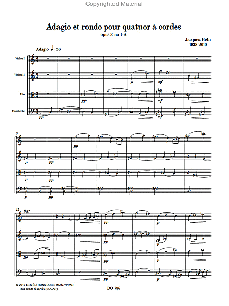 Adagio et rondo pour quatuor a cordes, opus 3 no 1-A