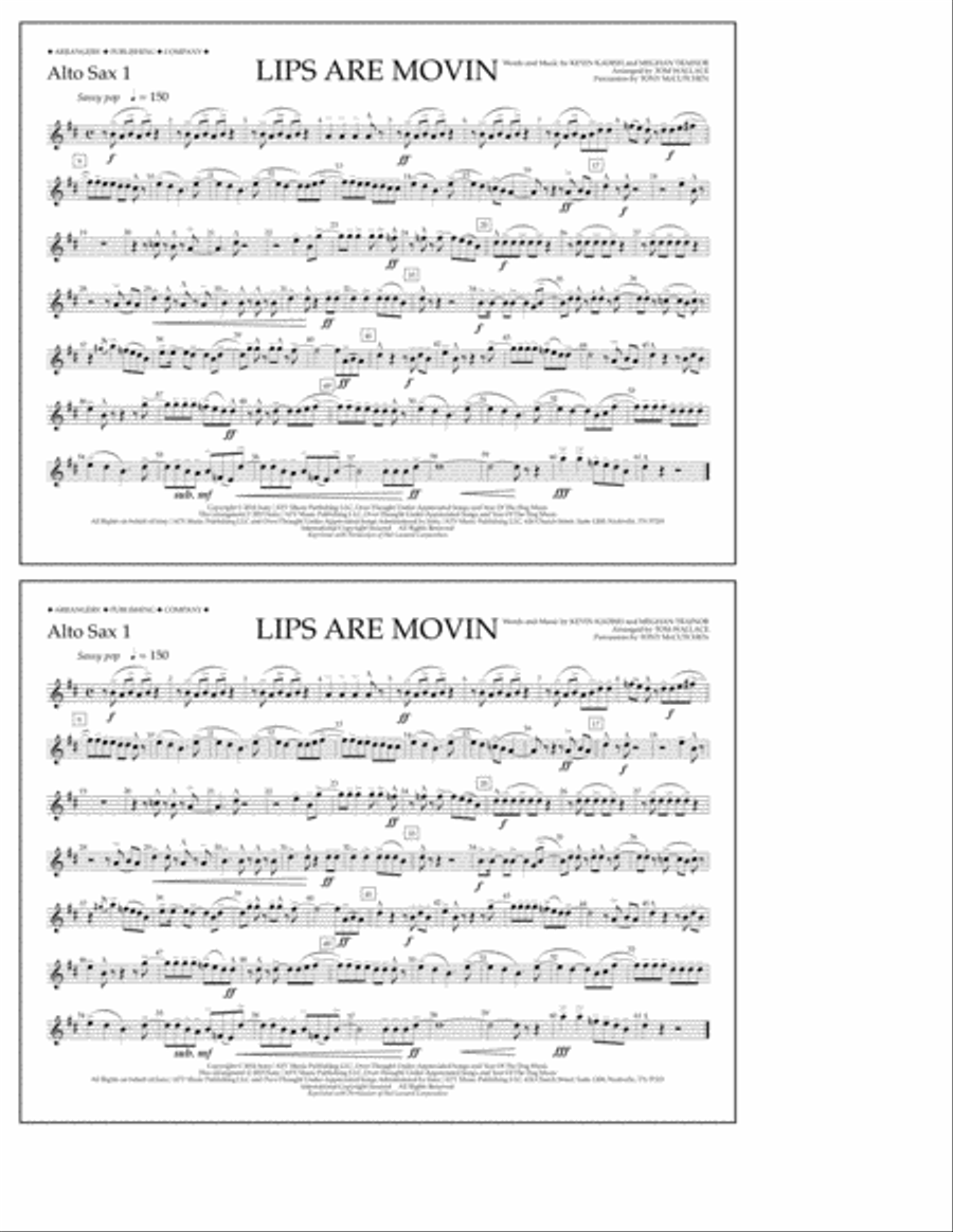 Lips Are Movin - Alto Sax 1 Marching Band scores gallery preview page 1