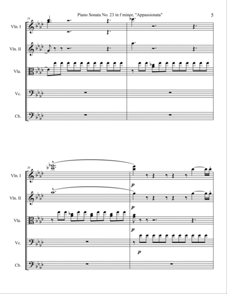 Appassionata Sonata, Movement 1 String Orchestra scores gallery preview page 5