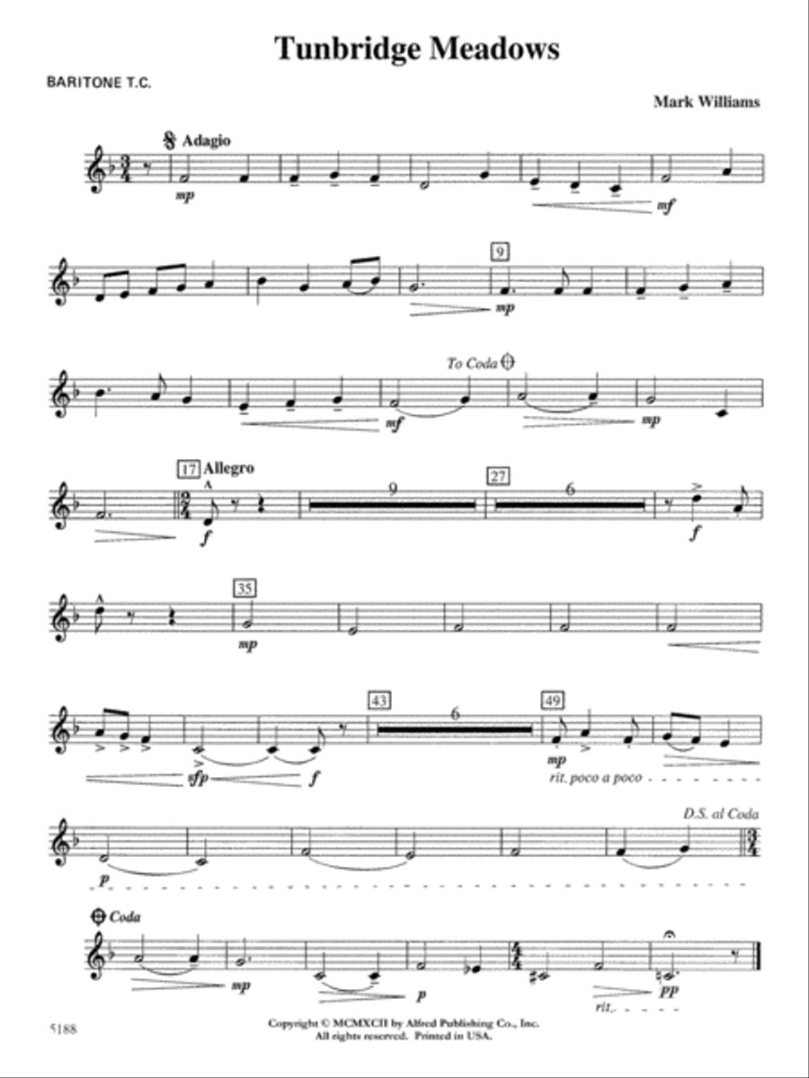 Tunbridge Meadows: Baritone T.C. Concert Band scores gallery preview page 1