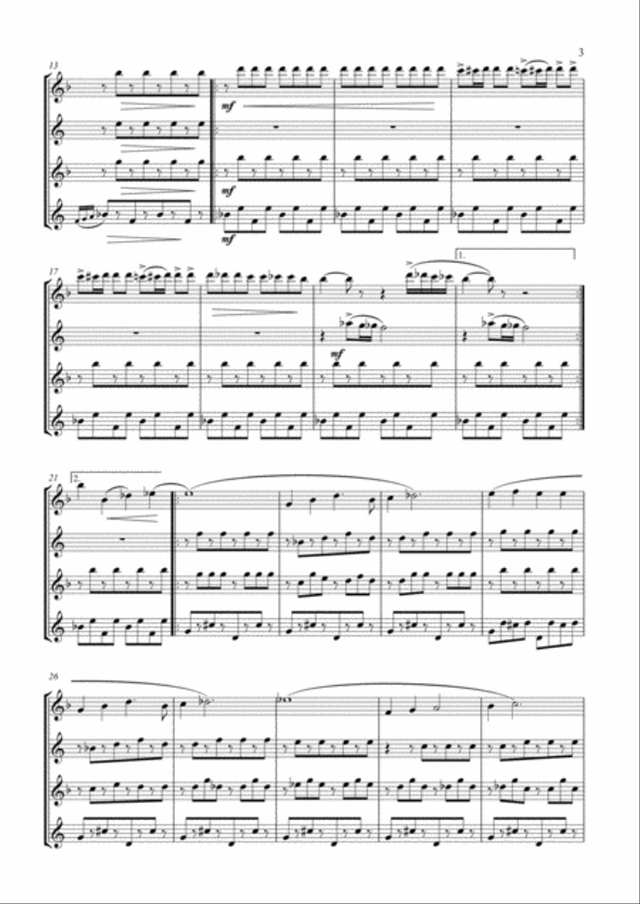 Sabre Dance arr. saxophone quartet Sabre Dance arr. saxophone quartet Saxophone Quartet scores gallery preview page 3