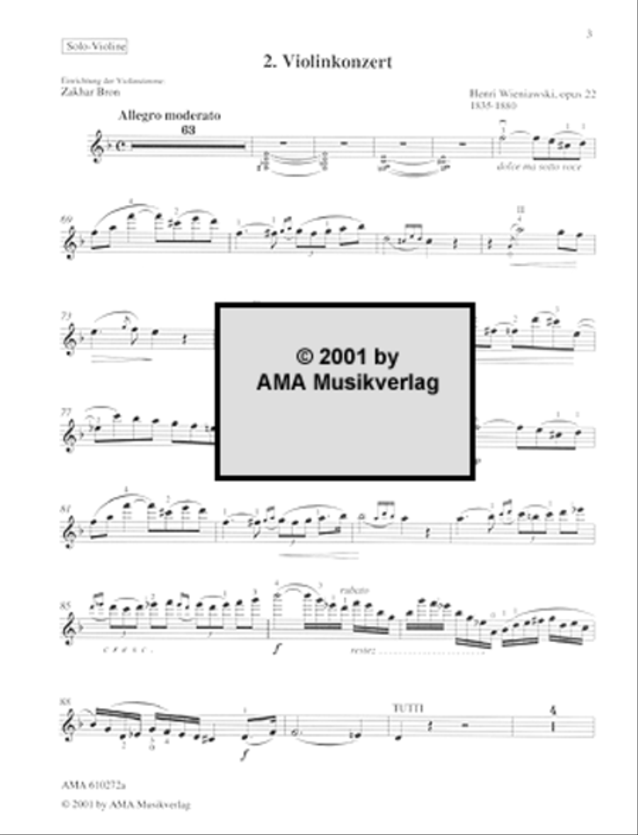 Henri Wieniawski - Violinkonzert No. 2 Violin Solo scores gallery preview page 6