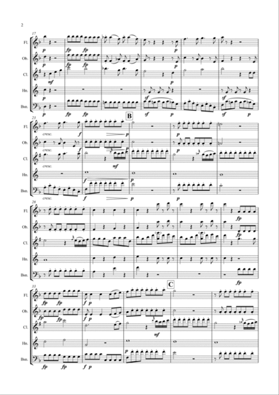 Mozart: 4 Popular Operatic Arias - wind quintet Woodwind Quintet scores gallery preview page 2
